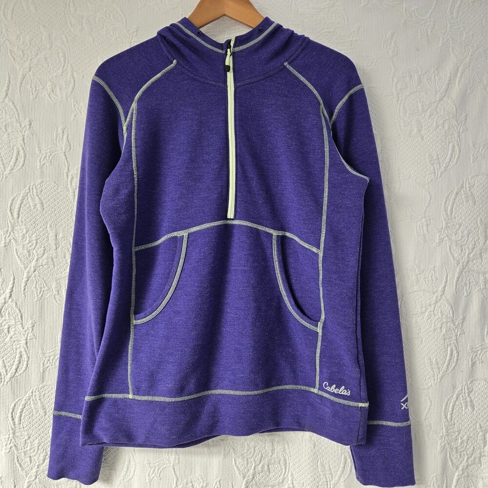 Cabelas XPG Lined Thermal Zip Purple Sweater Women Medium Outerwear Hoodie Warm